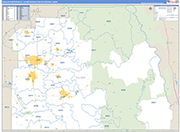 Visalia-Porterville Metro Area Wall Map Basic Style